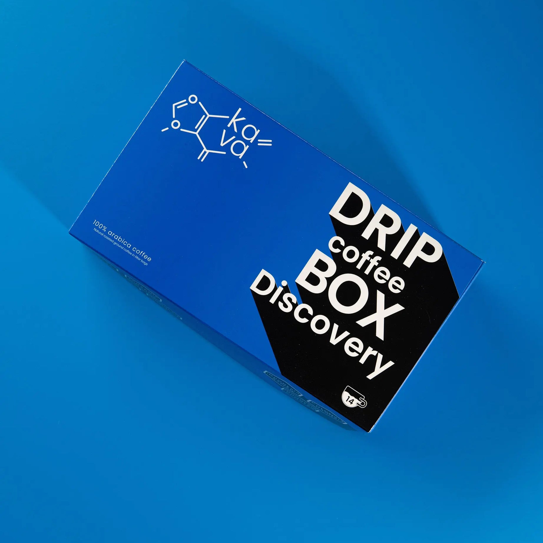 Une boîte intitulée "Boîte découverte de 7 cafés différents" avec un design élégant