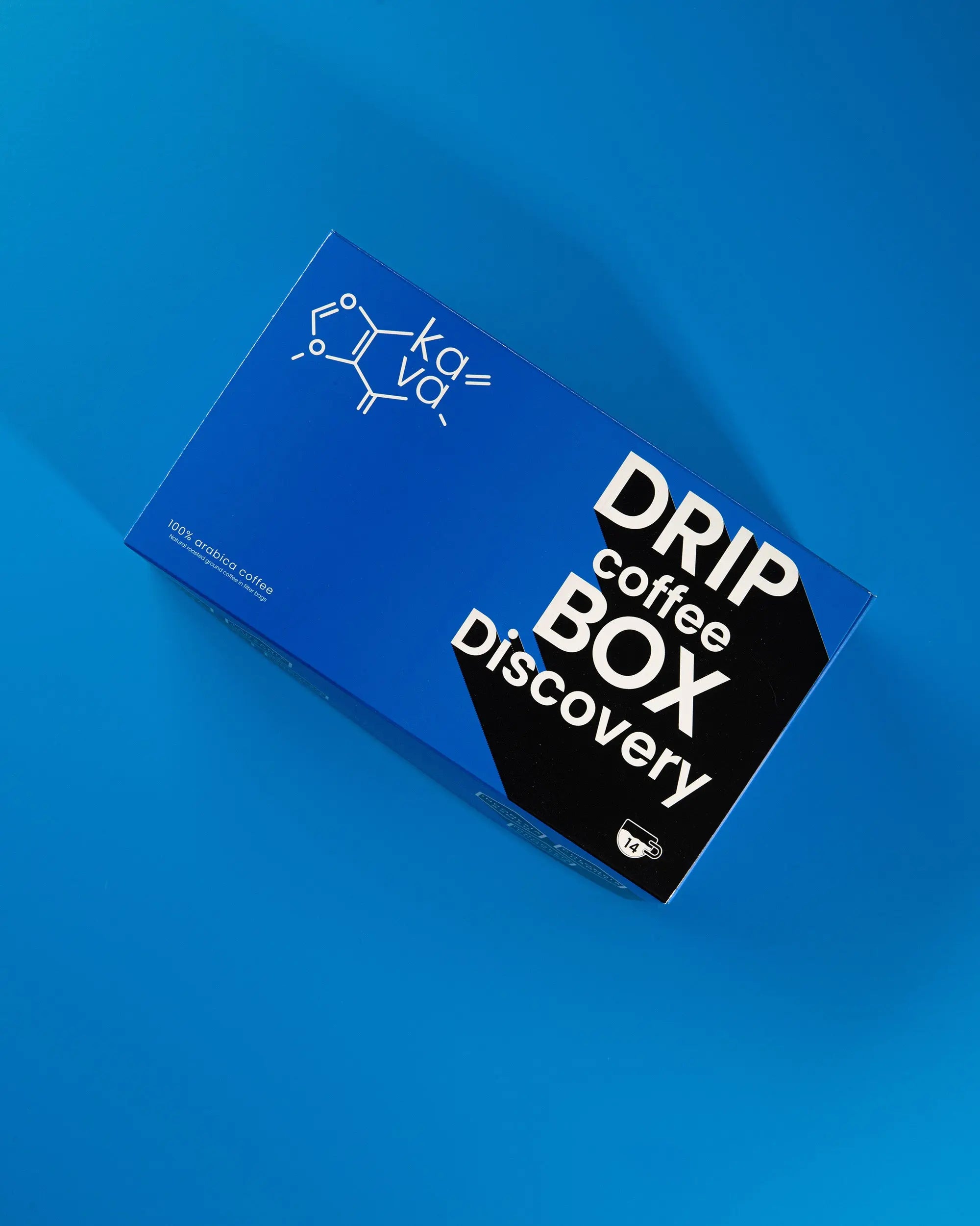 Une boîte intitulée "Boîte découverte de 7 cafés différents" avec un design élégant